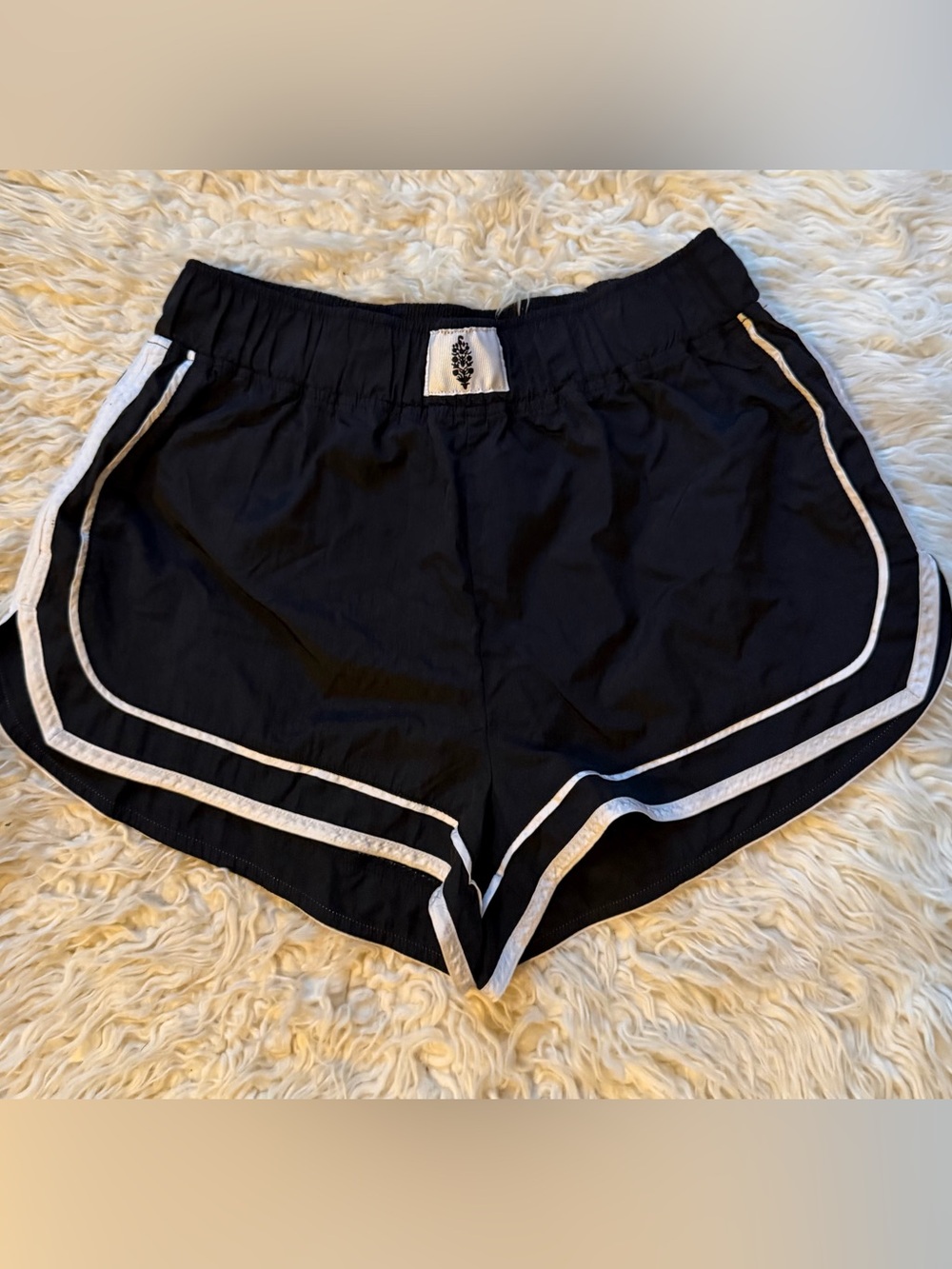Free People Movement Black Athletic Shorts with White Trim Varsity Blues